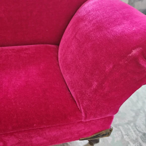 Vintage Fuchsia Hot Pink Velvet Sofa Settee Jewelry Box Storage - Picture 11 of 14
